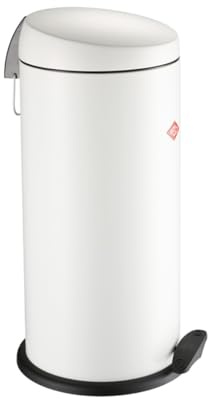 WESCO klassischer Tretabfallsammler CAPBOY MAXI in der Farbe weiß matt, pulverbeschichtetes Stahlblech, Metalleinsatz aus 22 Liter Volumen, Kunststoff-Fußtritt