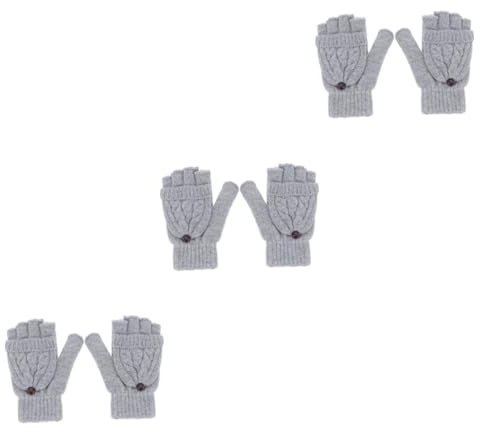 SOIMISS 3stücke Damen Winter Fingerlose Wollhandschuhe Mit Fäustlingsdeckel Warme Gestrickte Tragbare Halbhandschuhe Für Kaltes Wetter