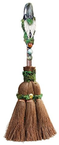 Escobas de Bruja con es, Escoba Decorativa de Halloween | Escoba de altar Wiccan creativa Escoba de natural,Innovadora decoración de escoba en miniatura, decoración ritual Wiccan para el hogar, empres