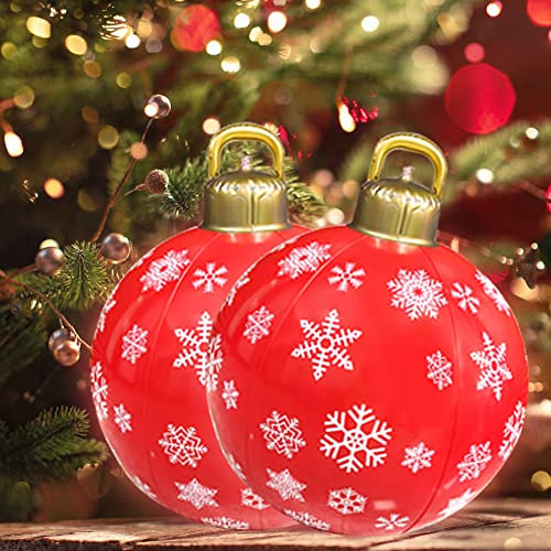 Xiaoxu 23.6in Christmas Inflatable Ball, 1PCS Light Up Christmas Ball Ornaments Outdoor Blow Up Decorated Ball with Remote 16 Colors LED, for Home Yard Lawn Garden Outside Decoration (Blue Deer)