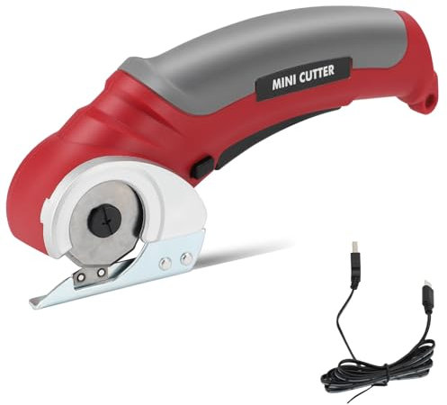 Ciseaux Electrique Tissu Couture, Coupe Carton, Cutter Rotatif En Acier Sk5 avec Batterie Intégrée, Couper Tranchantes pour Tapis, Élagage, Plastique, Carton, Cuir, Vert