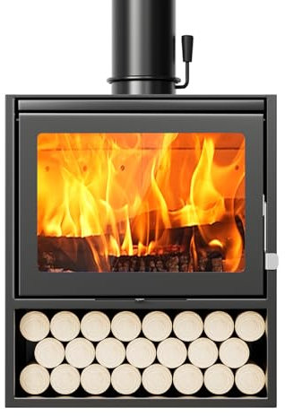 MINGYIHUI Kamin 10 Kw Mehrstoffofen, Umweltfreundliches Design, Hocheffizienter Holzbrenner, Kamin, Freistehender Tragbarer Gusseisenofen, Ce-geprüft