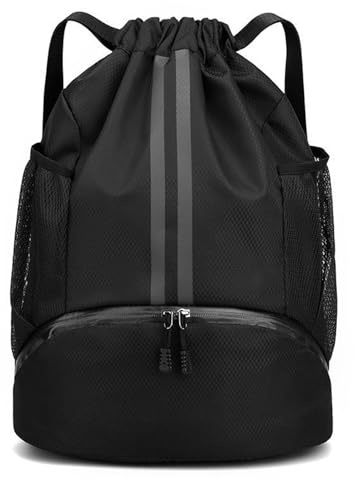 JOYIAL Turnbeutel Große Kapazität Kordelzug Sporttasche, Schwarz Turnbeutel Wasserfest Sporttasche, Mode Sport Rucksäcke Verstellbar Tunnelzug Gymsack für Damen Herren Jungen und Kinder