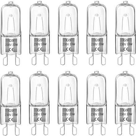 Liuyife G9 33W Halogen Light Bulbs Dimmable, 2700K Warm White, 460LM, G9 Capsule Bulb for Oven, Ceiling Light, Lava Lamp, Table Lamp, 12 Pack