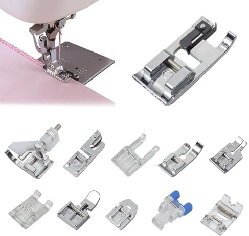11 Stück Edelstahl Multifunktions Nähfuß,Saumfuss für Nähmaschine,Nähmaschine Haushaltszubehör Set,für Nähmaschine Von W6,Brother,Singer,Privileg,Janome,Husqvarna und Mehr Muth (Color:Silber)