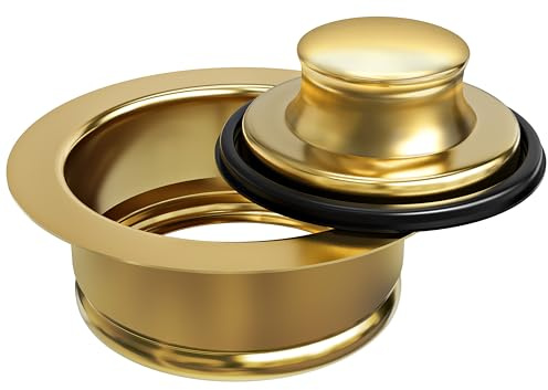 UZLEZ Kitchen Sink Garbage Disposal Flange and Sink Stopper,fit 3-1/2 inch | Gold disposal flange Stainless Steel Standard Sink Drain Opening Kitchen Sink Replacement Accessories