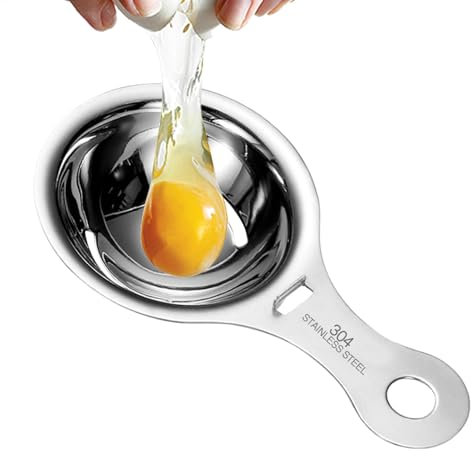Colino per uova in acciaio inox, 13 x 7 cm, strumento separatore per uova, separatore a per tuorlo e bianco, colino di precisione, ideale per chef, panettieri e persone attente alla salute
