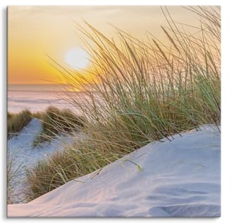 Paul Sinus Wandbild 80x80cm – Natürliche Düne im Sonnenuntergang – Ruhe, Natur, Strand, Erholung, Küstenlandschaft