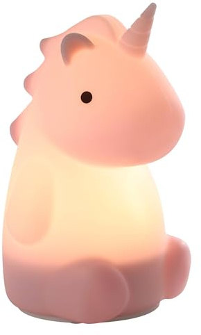EGLO Castellino LED-nattlampa, batteridriven bordslampa med enhörningsdesign, barnrumsdekoration för flickor, sänglampa för barn- och babysäng, touch-styrbar, rosa, varmvitt ljus, RGB