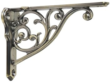 CABDM Verzierte dekorative Regalhalterungen, 12,7 x 8,9 cm, kleine Wandmontage, 4 Stück, Antik-Bronze, Vintage-Regalhalterung, viktorianische Wandhalterung (4 x antike Bronze)