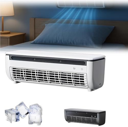Wireless Charging Air Conditioner Wall Mounted Unit, Portable Wall-Mounted Air Conditioning unit for Kitchen Bedroom No Drilling Cooling Fan Instant Chill for RV Camping Office Use (White)