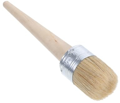 HONITANO Round Paint Brush with Natural Bristles for Painting Waxing Furniture and Stencils Ergonomic Handle for Precise Control Large Head for Suitable for Chalk and Paste