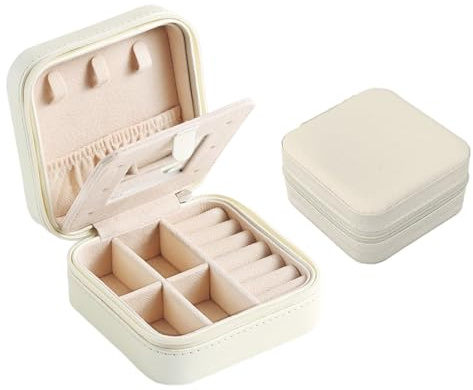 YAZWUR Joyero Personalizado de Viaje, Joyero Pequeño con Espejo, Joyero de Viaje Mujer, Jewelry Box, Regalo de Cumpleaños para Mujer, Ideal para el Cumpleaños de la Madre