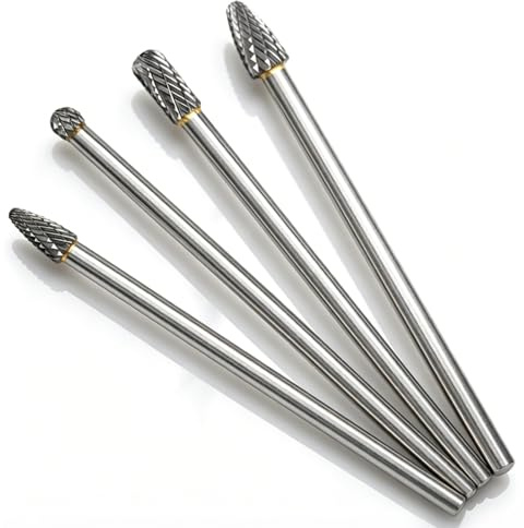 Lang Hartmetall Frässtifte, 4 StüCk 6mm Schaft Wolframstahl Fräser Metallfräser Bohrer Für Bohrmaschine, Schleifmaschine, Hartmetallfräser Rotary Burr Set Für Holz Metall Schnitzen, Gravur, Bohren