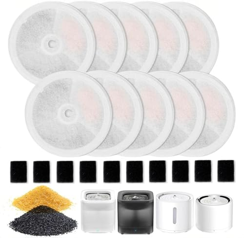 Filtro Fuente para Gatos 10 Piezas Elemento de Filtro 3.0 para bebederos Pet Kit EVERSWEET 2S/3/3 Pro, Solo/Solo SE, Incluye filtros de Repuesto y Filtro de Bomba de Espuma de Repuesto
