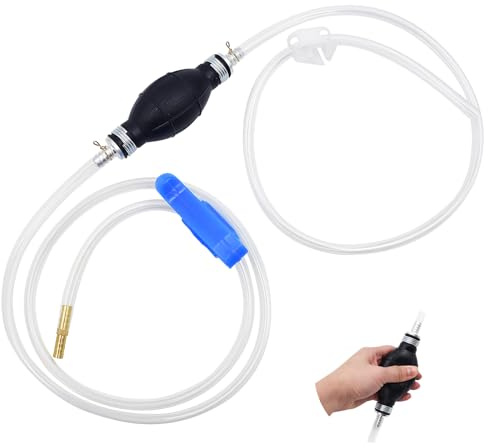Kit de Bomba de Sifón Manual AolKee, Manguera de PVC de 2 m, Extractor de Combustible y Aceite, Sifón Rápido en 5 Segundos, Bomba de Mano Portátil para Coche, Barco, Pecera, Gasolina y Diésel