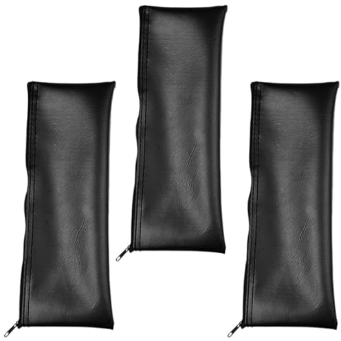 Healeved Mikrofontasche mit Reißverschluss, 3 Stück, für Reisen, Schwarz | Pu, Organizer für Kabel, Silikonringe, Schaumabdeckungen, Stilvoll Verarbeitet, für Musiker und Performer