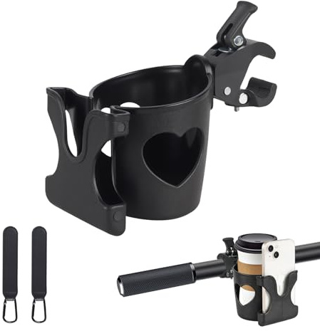 3PCS Pram Cup Holder Set - Universal Pram Cup, Durable Phone Holder, Phone Holder for Prams, Cup Holder for Pram for Wheelchairs Baby Strollers and Bicycles