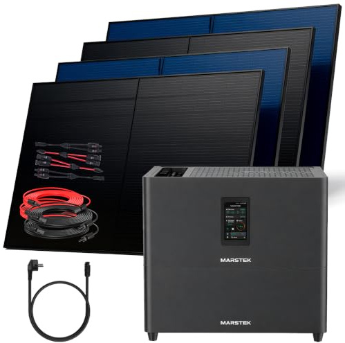 SUNNIVA® 2000W Balkonkraftwerk mit 5,12 kWh Speicher MARSTEK Jupiter C + Plus, BIFAZIAL FULLBLACK komplett Steckdose, PV Solaranlage Komplettset mit Solarspeicher, 4x 500W N-Type Glas Bifacial PV