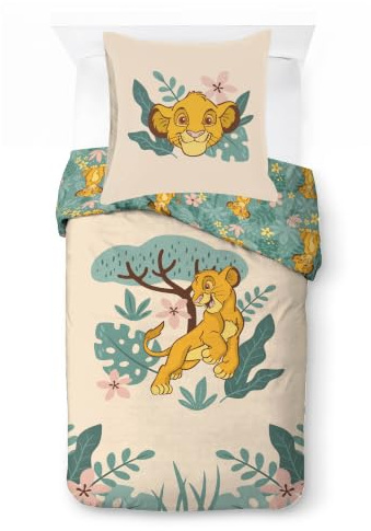 Jay Franco Kids Disney El Rey León Juego de Funda nórdica – Ropa de Cama Suave 100% algodón con Funda de Almohada, Producto con Licencia Oficial, Amarillo, 2 Piezas, Individual