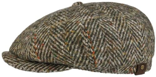 Stetson Hatteras Herringbone Flatcap Herren aus Schurwolle Baumwollinnenfutter Herbst Winter beige 56 cm
