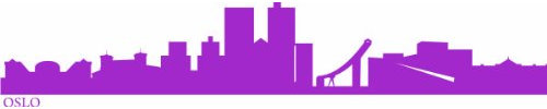 INDIGOS UG - Wandtattoo Wohnzimmer - Wandaufkleber Oslo 240x40 cm - Flieder e588 Skyline Stadt - Aufkleber Kinderzimmer Schlafzimmer Küche Badezimmer Büro Dekoration