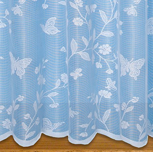 John Aird Butterfly Net Curtain White - Width Sold By The Metre - Drop: 36 (91cm)