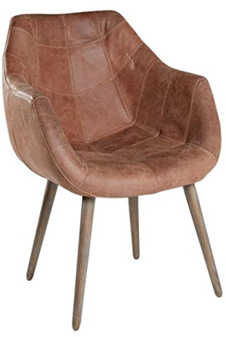 2x Armlehnenstuhl Stuhl Leder Braun mit Holzbeinen Esszimmerstuhl Echtleder Esszimmersessel Designstuhl Loungesessel Sessel Retro Look