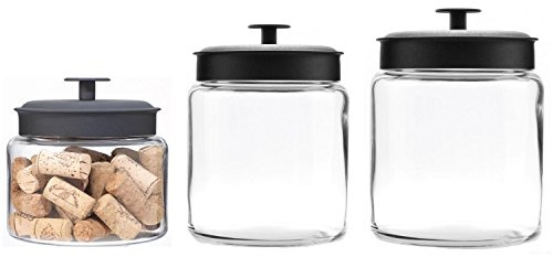 Anchor Hocking 12797ECOM FBA_COMIN18JU056847 3-Piece Montana Jar Set, Glass/Stainless Steel