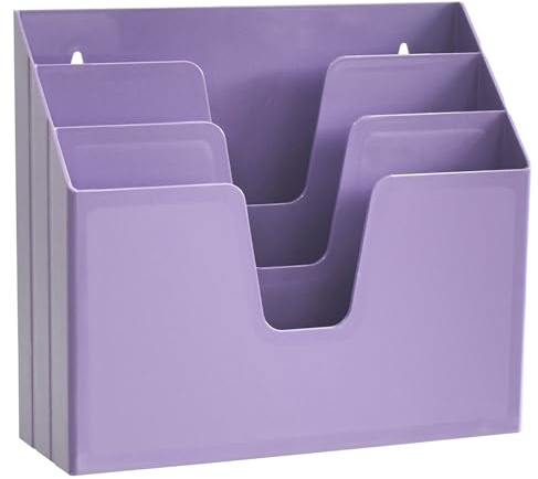 Acrimet Unterlagenhalter Dreifach Horizontalen (Solide Lila Farbe) | Offenes Design, 3 versetzte Fächer, Wandmontage oder Desktop, Kunststoff, ideal für Ordner, Dokumente, Papiere und Post