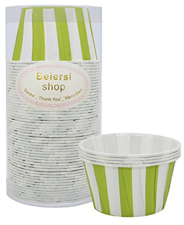 Beiersi 50 Stück Papier Cupcake Dessert Muffinform Papierforrmchen Muffin Cases Papierkuchen Liner Tasse Cupcake Muffin Backen Streifen (Grün)