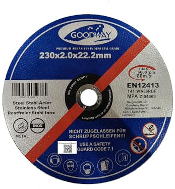 Lot de 10 disques à tronçonner professionnels - Diamètre : 230 mm - Épaisseur : 2 mm - Pour meuleuse Flex, meuleuse à tronçonner et d'angle - En acier inoxydable