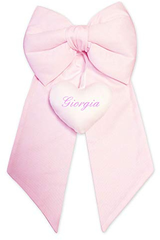 Coccole - Fiocco Nascita Bimba Personalizzato Cuore Rosa - Fiocco Nascita Bimba con Nome in Tessuto Cotone Piquet - Nastro Personalizzato da Appendere in Casa e Regalare a Mamme e Papà