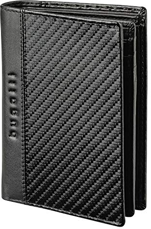 bugatti Comet Geldbeutel Männer Leder – Geldbörse Herren Hochformat Schwarz - Portmonaise Portemonnaie Portmonee Brieftasche Wallet Ledergeldbeutel 8CC RFID