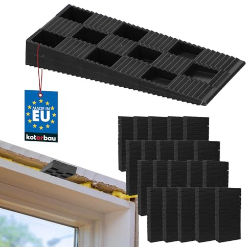 KOTARBAU® Set di 500 cunei di montaggio in plastica per finestre, porte, infissi della porta, telaio della finestra, nero, 94 x 44 x 14 mm