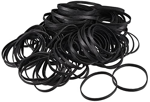sourcing map Rubber Band Stretchable Rubber Elastic Black Band for Home Office, Pack of 150