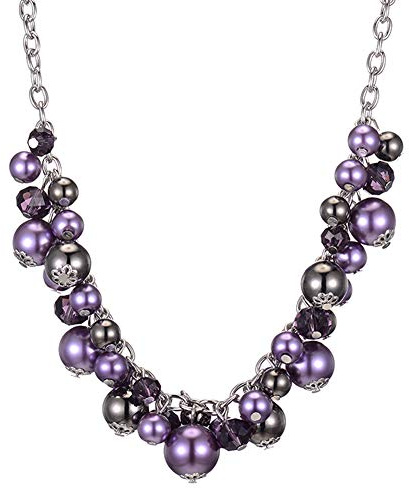 Bulinlin Perlenkette Statement Silber Damen Kette Choker Perlen Kristall Großer Modeschmuck Boho Geschenke für Mama