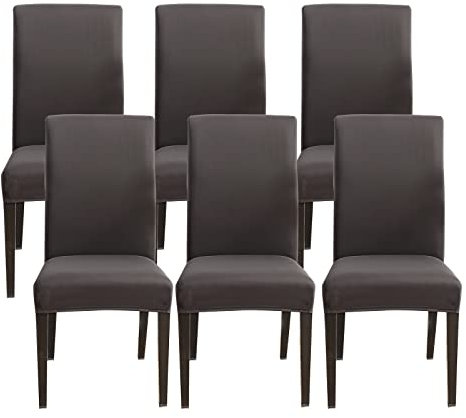 Jaotto Stuhlhussen 6er Set Stretch, Stuhlhussen für Esszimmerstühle Schwingstuhl, Stretch Stuhlschoner Abnehmbarer Waschbarer, Stuhlbezug Universal für Stuhl Esszimmer Büro Bankett Hotel(Dunkelgrau)