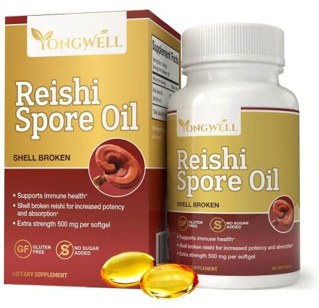 YongWell Reishi Spore Oil Shell Broken Extra Strength 500mg (60 Softgels)