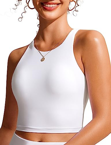 CRZ YOGA Top de Bikini con Espalda Cruzada para Mujer Top de Traje de baño Acolchado de Secado rápido Blanco 42