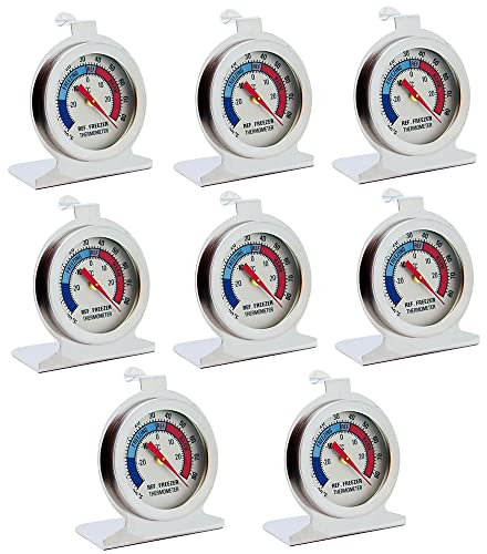8PCS Acero Inoxidable Termómetro,Termometro Congelador,Termómetro para Frigorífico,Termómetro de acero inoxidable,Accesorios de baño para cocinaTermómetro,frigoríficos, congeladores, casas frías
