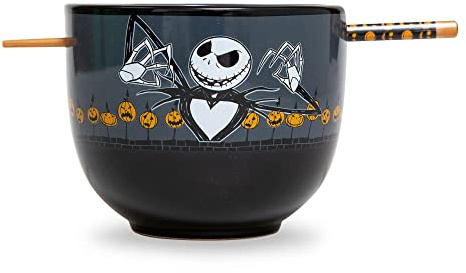 Nightmare Before Christmas Disney Scary Jack 20-Ounce Ramen Bowl with Chopsticks