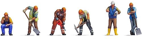 NOCH Bauarbeiter, mit 3D-Druck Technologie, maßstabsgetreue Figuren für Spurweite N, ideal für Bauszenen