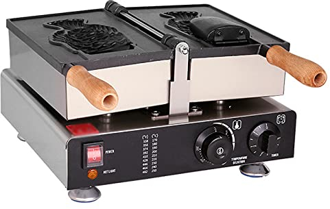 THREMA Fish-Shaped Waffle Maker, 1600W Stainless Steel Waffle Iron Baker Machine with Easy To Clean Nonstick Coating, Temperature and Time Control, for Restaurant, Bakeries, Snack Bar