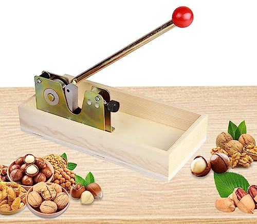 Cascanueces De Nueces Retro Fabricado En Acero Inoxidable con Bandeja De Madera Y Mango De Metal, Herramienta De Apertura para Nueces Castañas Pecanas Avellanas Almendras Nueces De Macadamia