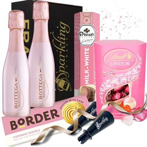 Birthday Gifts for Her, Bottega Rose Gold Sparkling Wine Gift Set, Best Friend Hamper - UK Delivery