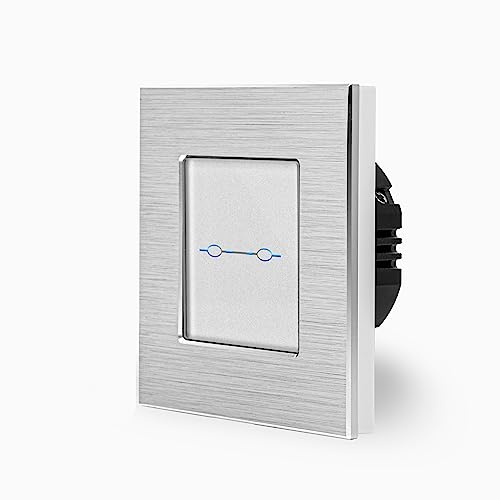 LUX zweifacher Touch Dimmer Lichtschalter Ein/Aus 1-Fach im Aluminiumrahmen in weiß 2-Weg Glas Berührungs Serienlichtschalter Wandschalter zum dimmen zweier Leuchten, Lampen Luxus-Time
