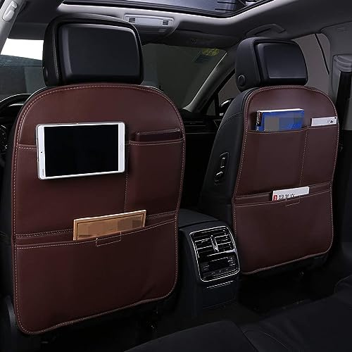 LAGNY Car Backseat Organizer for DS 3 / DS 3 Crossback/DS 4 / DS 5 / DS 7 / DS 7 Crossback/DS 9, Car Organiser Seat Protectors Kick Mats,B Marron