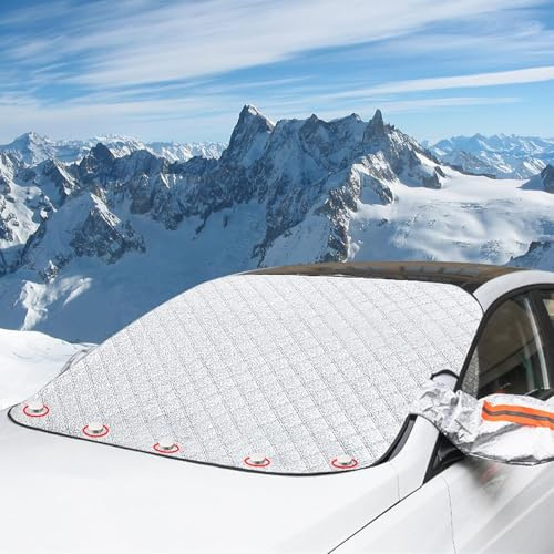 Frontscheibenabdeckung Scheibenabdeckung Auto Winter Ultra-Dick Windschutzscheibenabdeckung mit 2 Spiegelabdeckungen, Faltbare, Eisschutzfolien für Auto Schnee, Frost, Sonne
