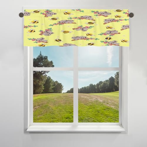 Niedlicher Querbehang-Vorhang für Fenster, kurze Fensterbehandlung, Volant, Stangentaschen-Vorhang für Küche, Wohnzimmer, Schlafzimmer, 45,7 x 152,4 cm